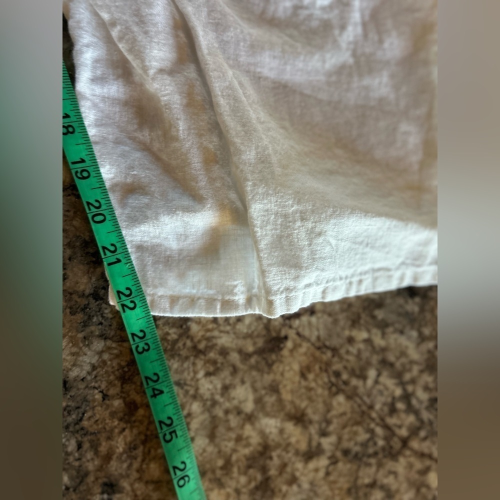 Flax white 100% linen crop pants sz 4/6 Beach coastal resortwear summer pockets - Picture 6 of 7